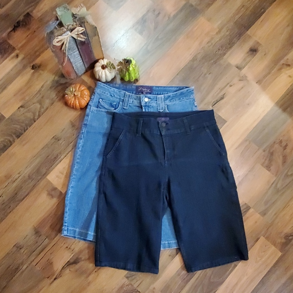 2 EUC PAIRS NYDJ Sz 10 Long Shorts Light and Dark